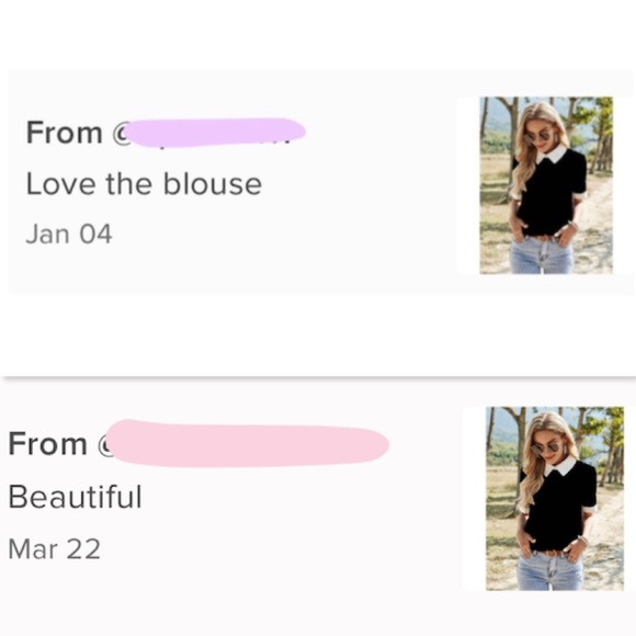 Black Blouse Shirt White Collar - Picture 11 of 12